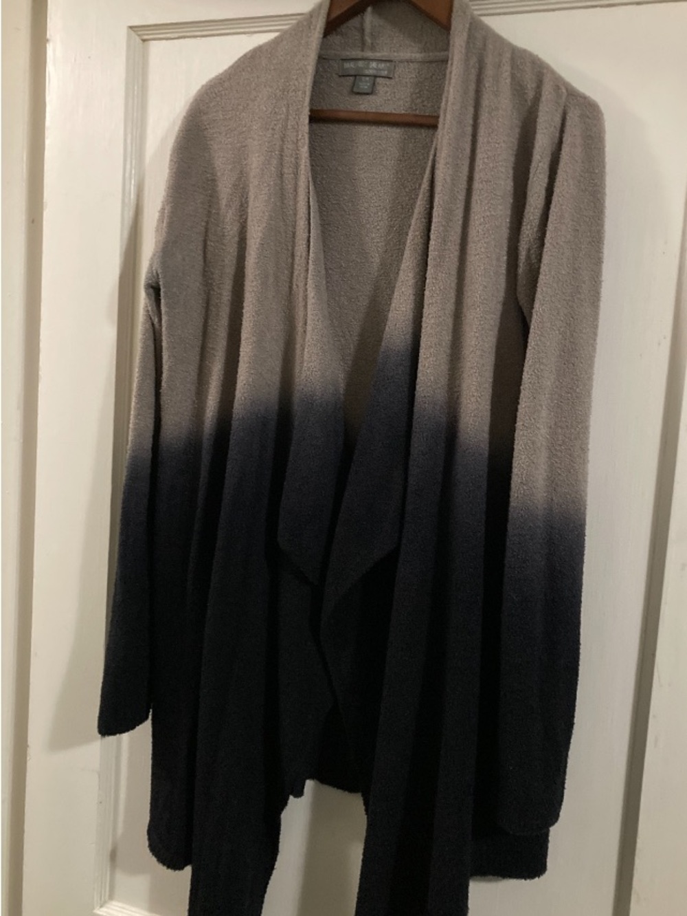 Barefoot Dreams S/M Taupe to Black Ombre Open-Front Cardigan